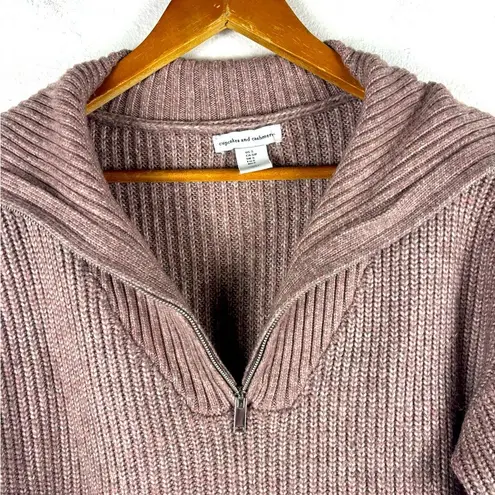 Cupcakes and Cashmere small Quarter Zip Mauve Pullover Folded Collar Sweater Purple