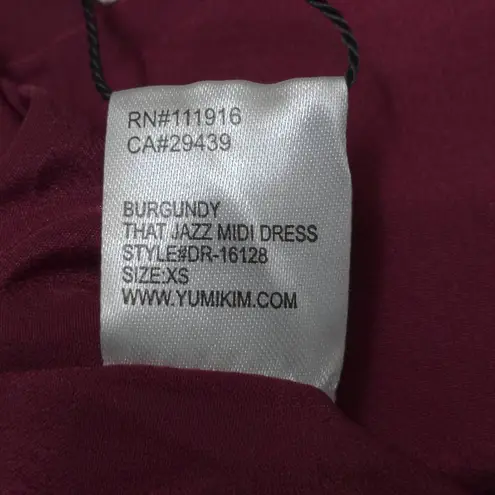 Yumi Kim That Jazz Midi Dress Burgundy One Shoulder Front Slit XS New