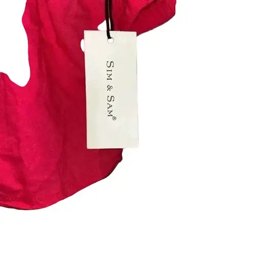 Sim & Sam Romantic Puff Sleeve Crop Top with Sweetheart Neckline in Pink Flame XL A30