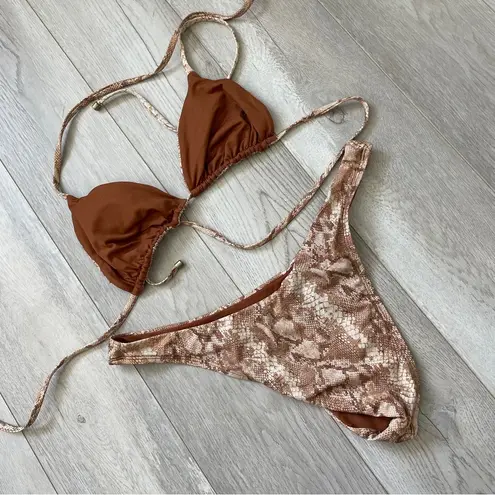 Vitamin A Swimsuit snakeskin cheeky bikini womens Brown (medium/large) beach