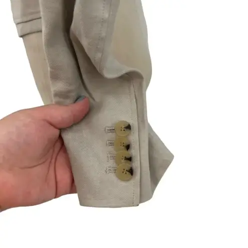 Helmut Lang Cropped Blazer Jacket in Aritfact Linen Blend Beige Size 2