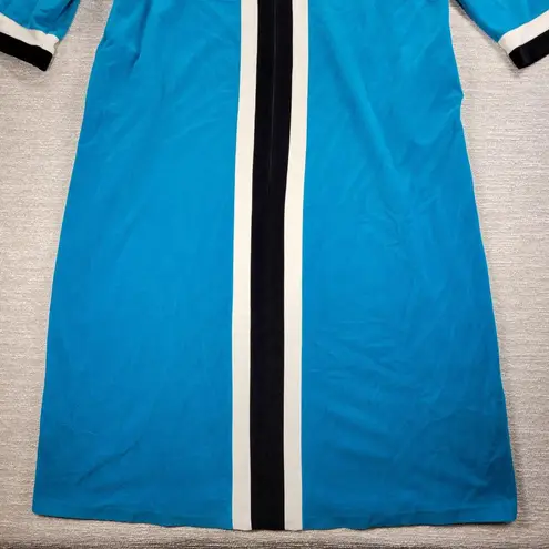 Vanity Fair VTG House Coat Womens 42 Blue Velour Stripe Thick Warm Zip Up Robe