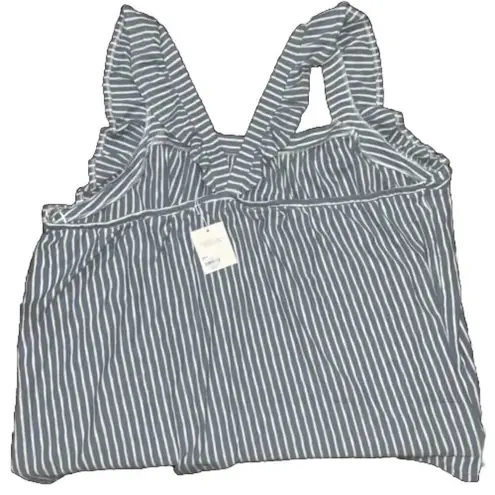 LC Lauren Conrad Lauren Conrad Stripe Ruffle Sleeveless Tank Top 4X Women's Plus Shirt Nautical