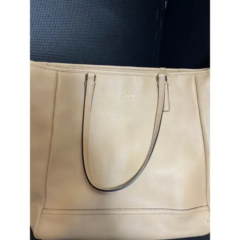 Coach  NorthSouth City Leather Tote # 23821 Beige Tan Womens