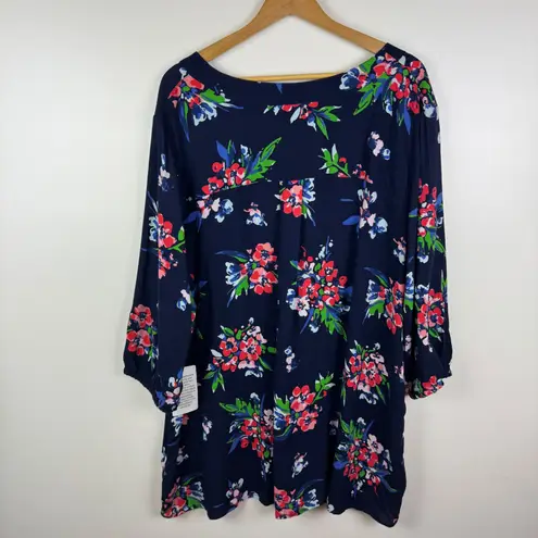 Woman Within NWT Floral Tunic Top Size
26/28 Navy Boho Flowy Cottage Comfy