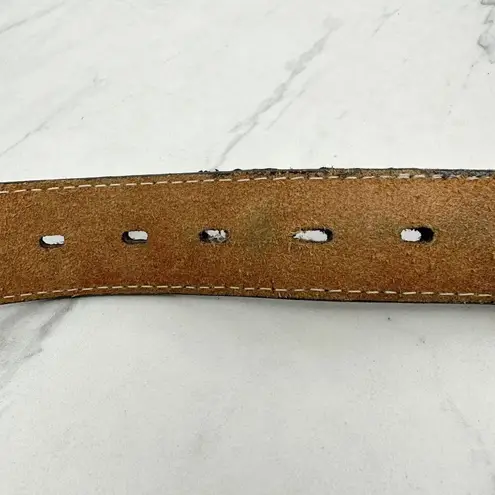 Georgia Boot Distressed Woven Genuine Leather No Buckle Belt Strap Size 36