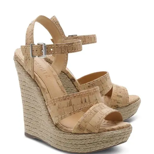 Schutz Natural Cork Wedge Sandals