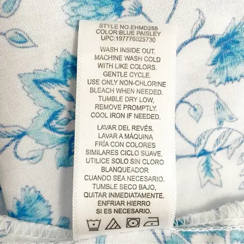 Draper James Cotton Poplin Ruffle Sleeve Sundress Blue White Paisley Size Small