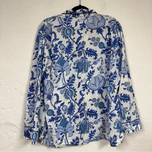 Roller Rabbit  Blue White Paisley Floral Long Sleeve Button Down Shirt Womens XL - Image 10