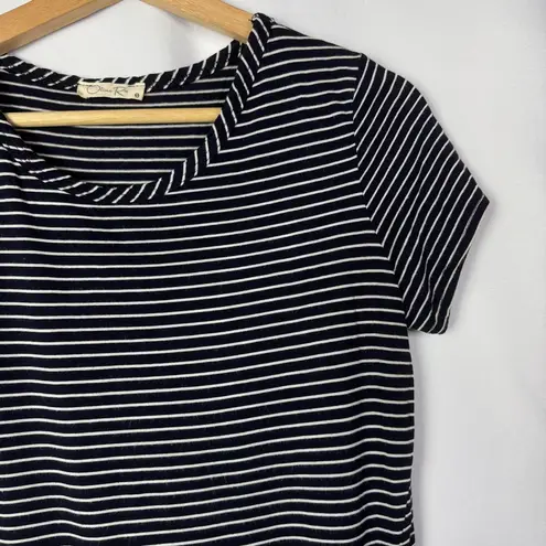 Olivia Rae Black White Stripe Side Tie Short Sleeve T-Shirt S