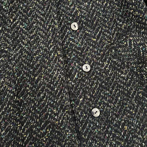 Paul Levy 1970s 1980s Long Wool Navy Confetti Chevron Print Coat Women’s Sz L Size L