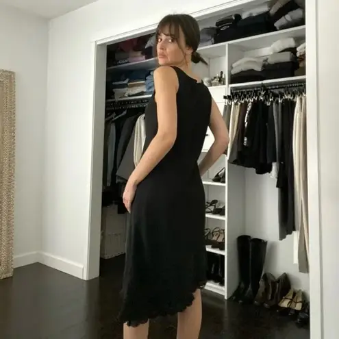 Alyn Paige Vintage Y2K Asymmetric Cowl Neck Midi Dress Black Size 5/6