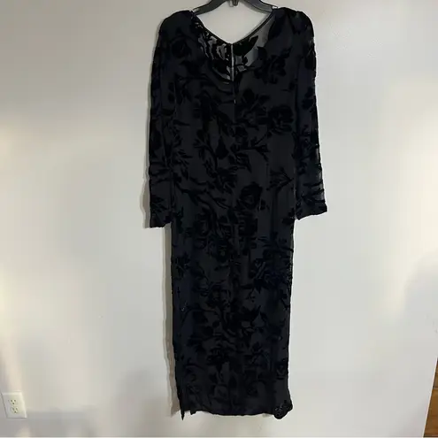 Dana Buchman Women’s Long Sleeve Black Lace & Velvet Dress Size 12 Silk Blend