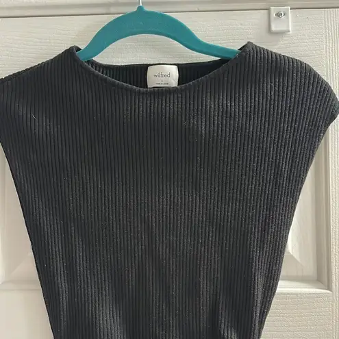 Wilfred Aritzia Free Knit Cut Out Mini Ribbed Dress Black Knit Women’s Small