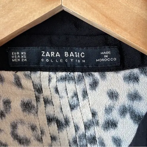 ZARA  Animal Print Button Lapel Bow Blouse