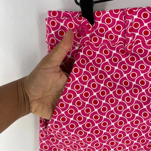 New York & Company Pink Geometric Stretch Cotton Button Tab Waist Shorts size 4