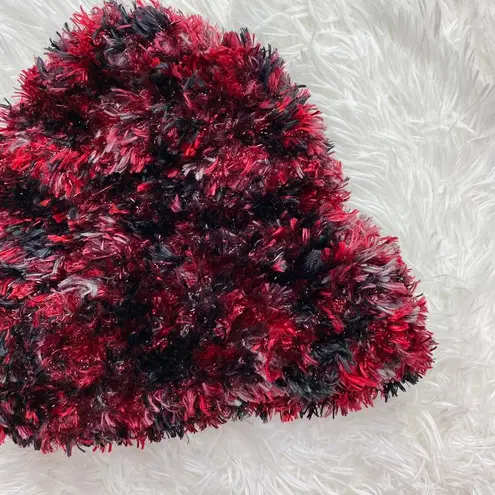 Vintage Y2K Red & Black Colorful Fuzzy Winter Hat