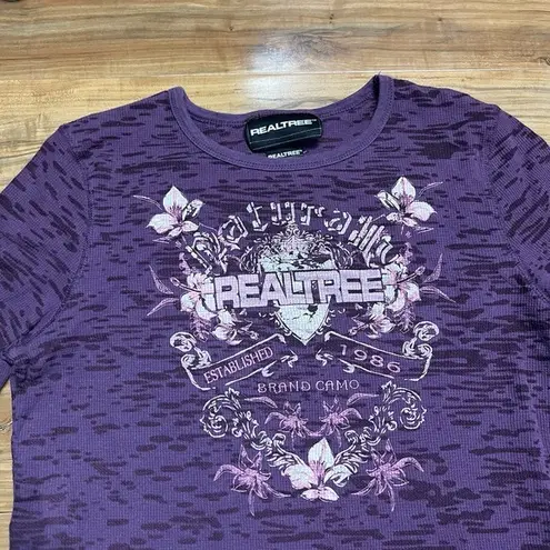 Realtree Shirt Women's Large Long Sleeve Purple T-shirt Logo Graphic Camo