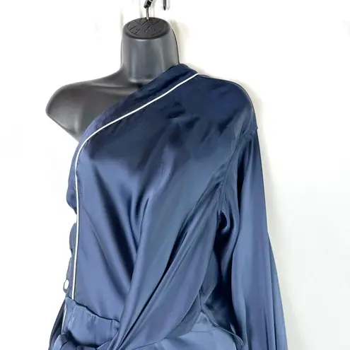 Jonathan Simkhai Navy Satin One Shoulder Jumpsuit Size 4 Formal Evening Party Blue
