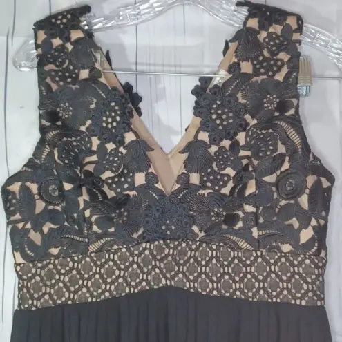 Heartloom  Anthropologie Black sheer and lace fit& flare dress