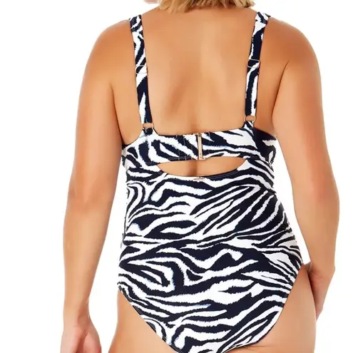 Anne cole $110 V-Neck Shirred One-Piece Swimsuit 14 L