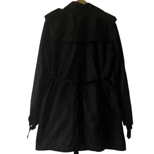 Norma Kamali Women's Black Double Breasted Trench Coat Belted XL Classic
