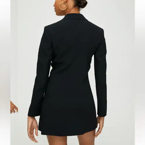 Babaton ARITZIA Black Tuxedo Blazer Dress Satin Accents Size 00