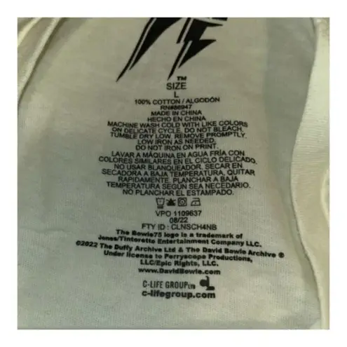 Women's David Bowie Crop White Graphic Tee Shirt Juniors Size Large NWT #4723 Black