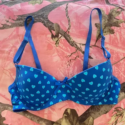 beverly hills princess y2k SEXY coquette heart print blue bow push up bra