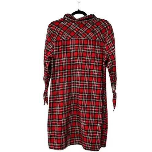 Naïf NAIF Holiday Flannel Shirt Dress Red Green Plaid Sz M