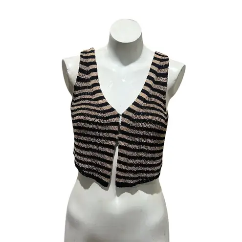 Nectar Clothing Womens Stripe Knit Sweater Vest Multicolor Size M Cropped