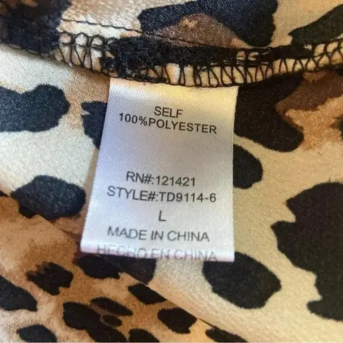 Ellison Maxi Dress Size L Animal Cheetah Print Slinky Mob Wife Comfy Button Down