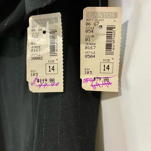 Vintage Gantos Women's Outfit Set Blazer and Mini Dress Black Size 14 NWT