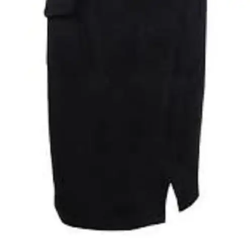 Anne Klein New!  Black Scuba Cargo Suede Split Front Officewear Skirt Size 16