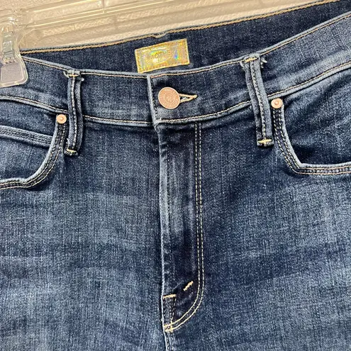 Mother Jeans Cha Cha Fray Girl Crush Crop Flare Raw Hem Designer Denim Sz 29 Blue