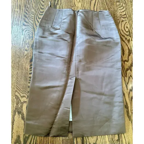 J Crew Brown 100% Silk Pencil Skirt Lined Preppy Glam Party Office Academia 10