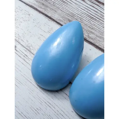 Vintage Stud Earrings For Pierced Ears 1.5" Large Teardrop Shape Light Blue