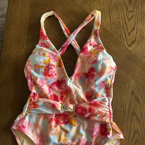 L'Agence Lisa Plunge One Piece Swimsuit, Size Large, $245