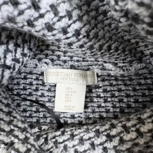 Christian Siriano Women's Large Black White Textured Knit Turtleneck Sweater