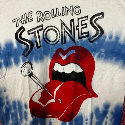 The Rolling Stones Hot Lips Tie Dye Blue Oversized T-Shirt Size Large