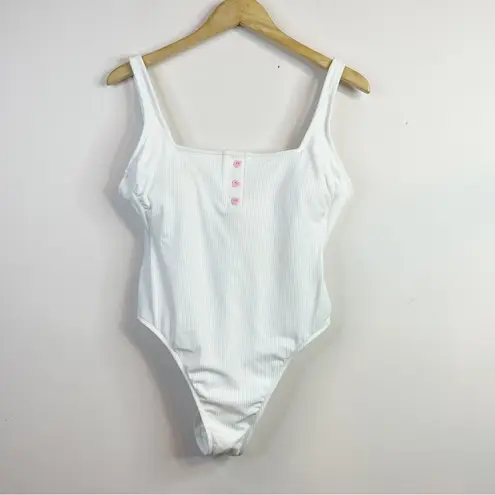 Stoney Clover Lane Stoney Clover X Target White Ribbed Cheeky High Leg One Piece Swimsuit womens L