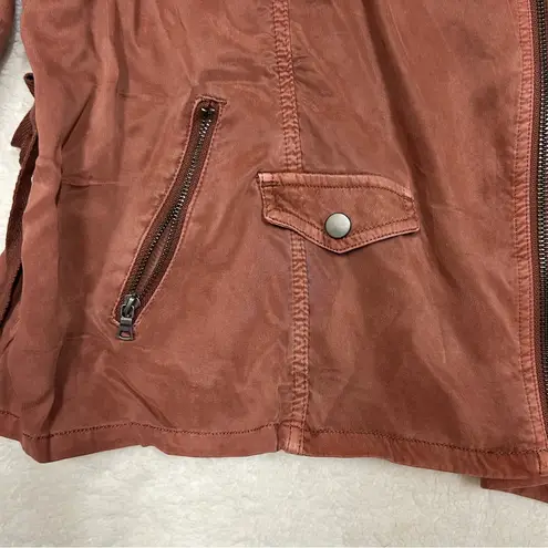 Marrakech Amber Moto Jacket Womens Red Soft Asymmetrical Full Zip Cupro Blend L Brown Size L
