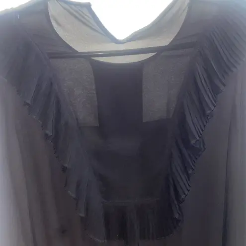 BCBGMAXAZRIA  BLACK  KRISTEY PLEATED RUFFLE BIB DRESS