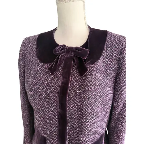 ALBERT NIPON Purple Bow Collar Silk Blend Blazer Jacket Size 10P