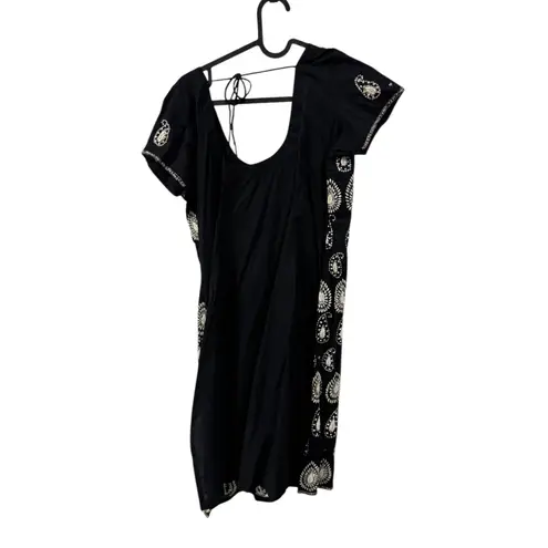 Black Paisley Beaded Short Sleeve Dress Bollywood Indian Style XS