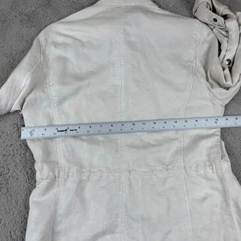 Max jeans Utility Jacket Lightweight Drawstring Waist Beige Linen Blend M