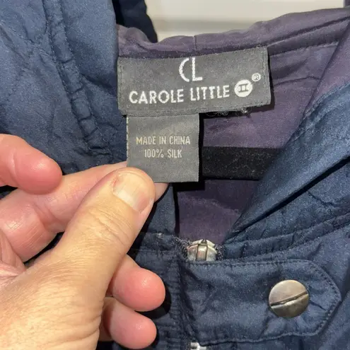 Carole Little Quilted Dark Navy Jacket, Women's Small Medium with Metal decor Blue