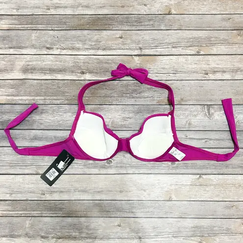 Skye Raspberry Purple Velveteen Polka Dot Push Up Halter Shirred Hipster Bikini