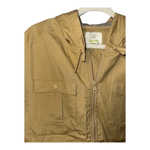 Offline by Aerie Tan Hooded Cargo Vest, XS Brown