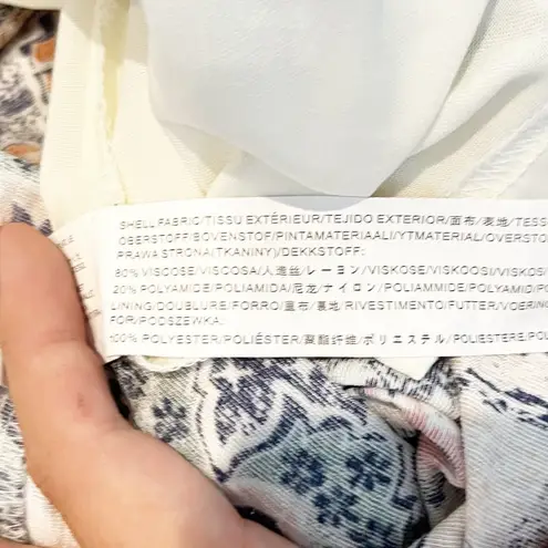 Moon River Floral Print Pull On High Waisted Tiered Midi Skirt Blue Multi Small